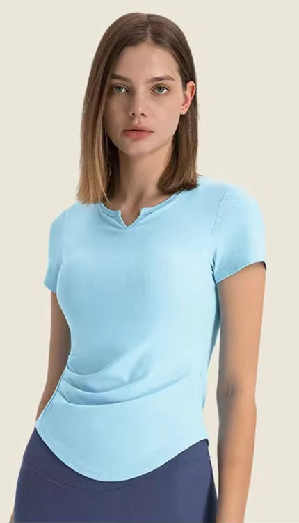 Recycled Soft V-Neck Yoga Shirt ANJE REBEL