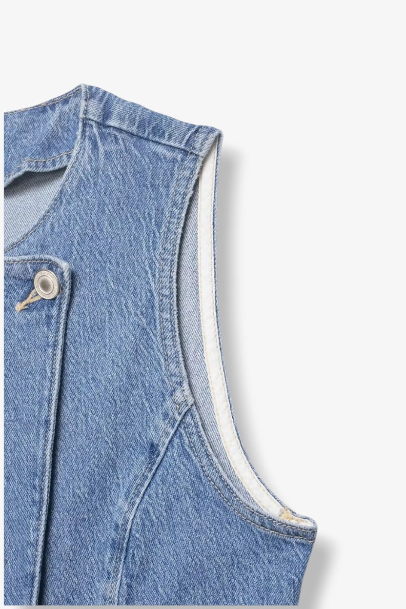 Denim Buttoned Up Open Vest ANJE REBEL