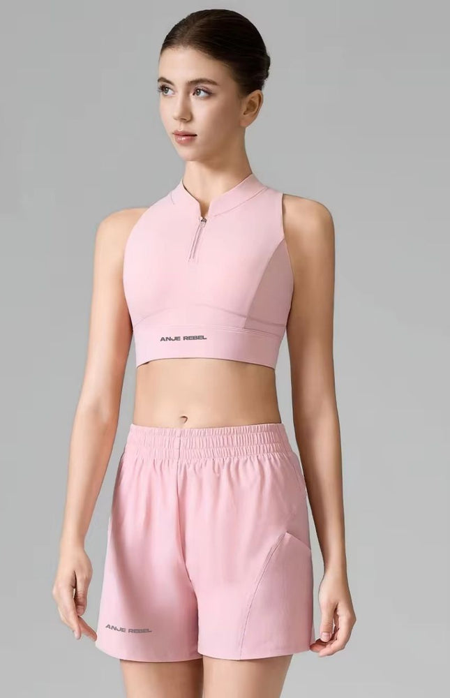 Bareback Zip-Front High Collar Sports Bra ANJE REBEL