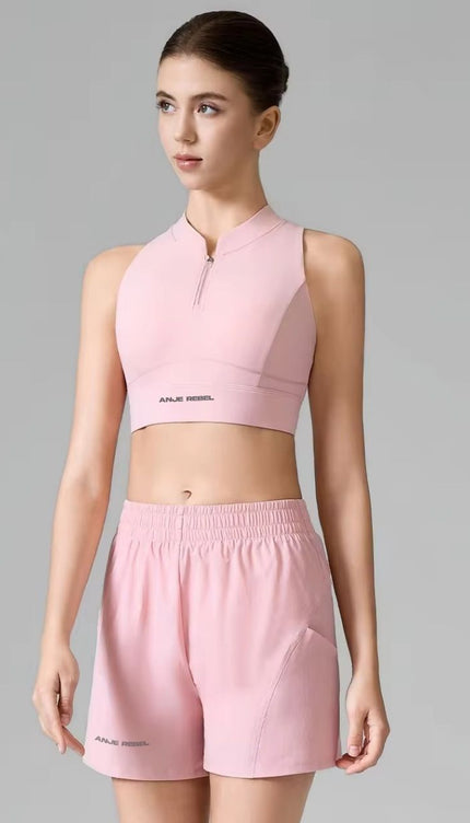 Bareback Zip-Front High Collar Sports Bra ANJE REBEL