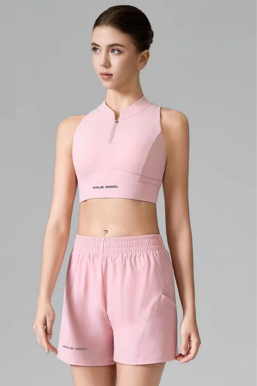 Bareback Zip-Front High Collar Sports Bra ANJE REBEL
