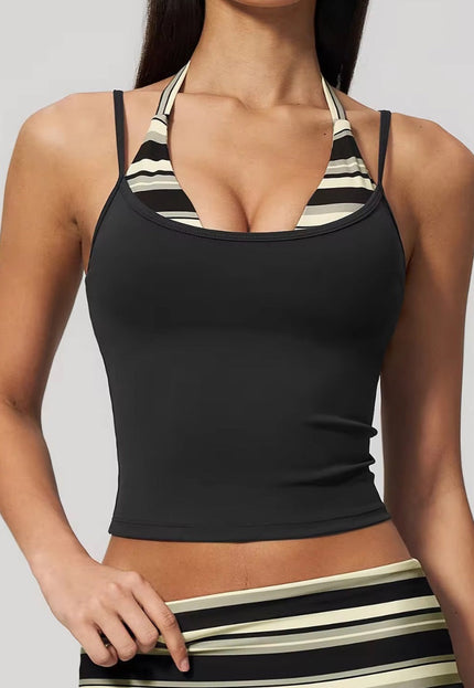 Halter-Neck 2-in-1 Printed Tank Top ANJE REBEL