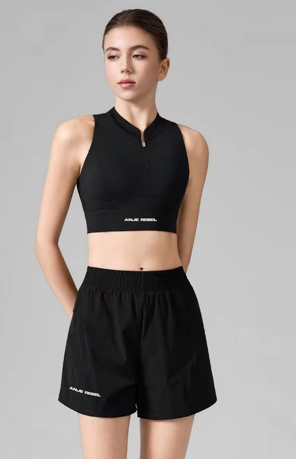 Bareback Zip-Front High Collar Sports Bra ANJE REBEL