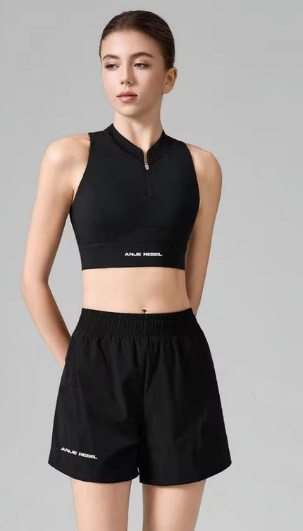 Bareback Zip-Front High Collar Sports Bra ANJE REBEL
