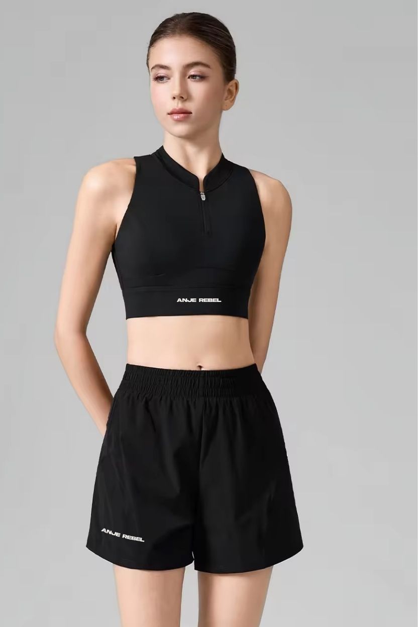 Bareback Zip-Front High Collar Sports Bra ANJE REBEL
