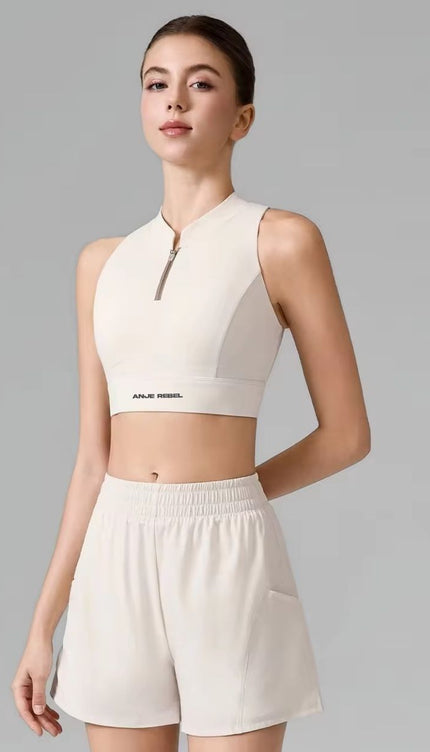 Bareback Zip-Front High Collar Sports Bra ANJE REBEL