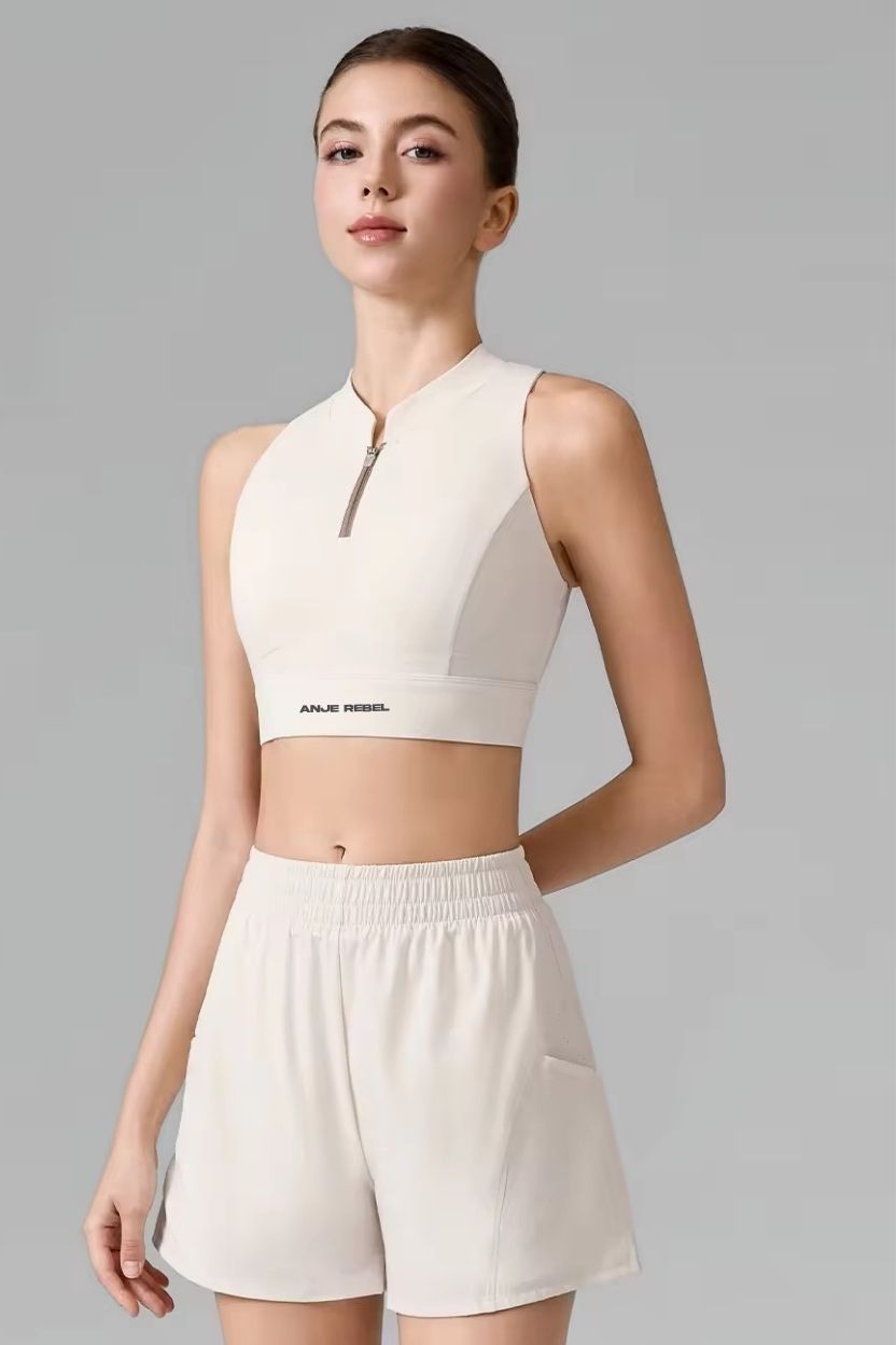 Bareback Zip-Front High Collar Sports Bra ANJE REBEL