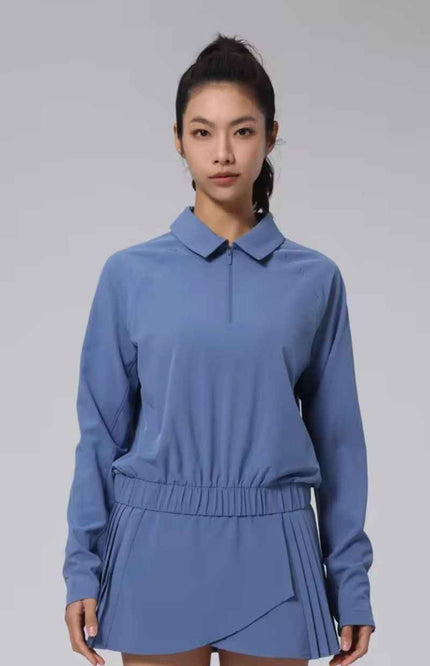 Collared Zip Up Tennis Blouse