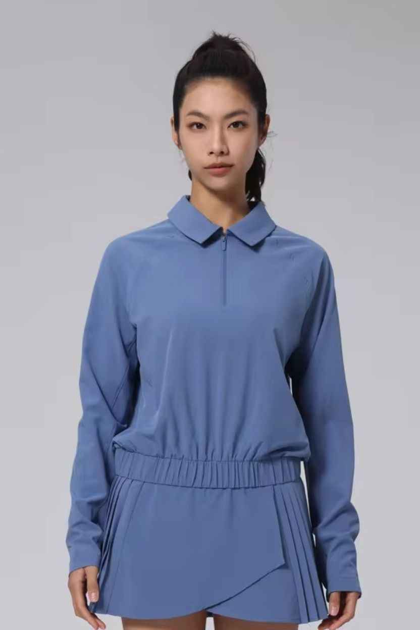 Collared Zip Up Tennis Blouse