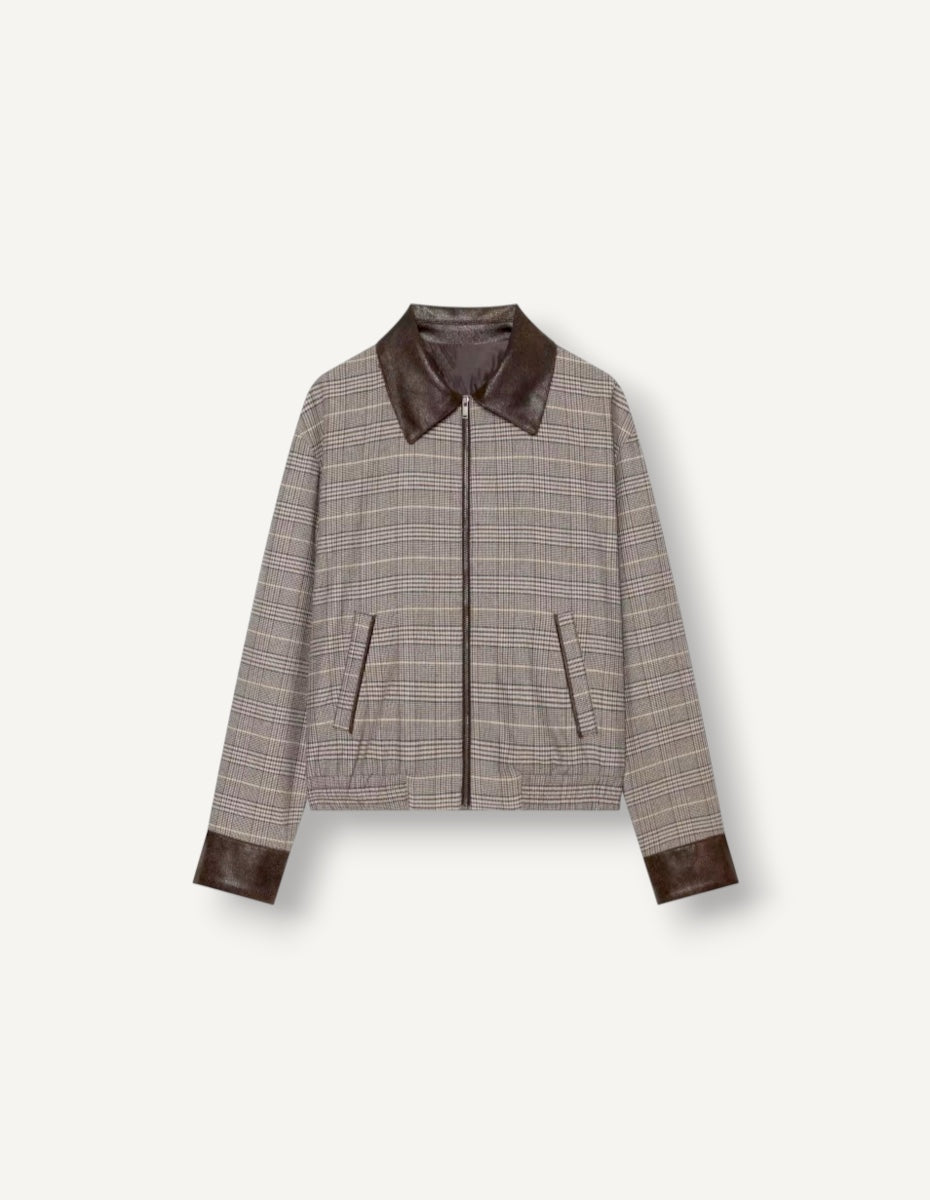 Chequard Plaid Faux Leather Jacket ANJE REBEL