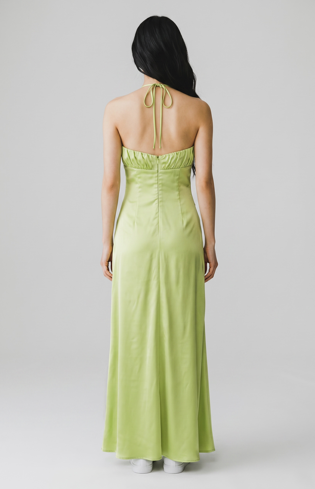 Silk Satin Bow Bustier Long Dress ANJE REBEL