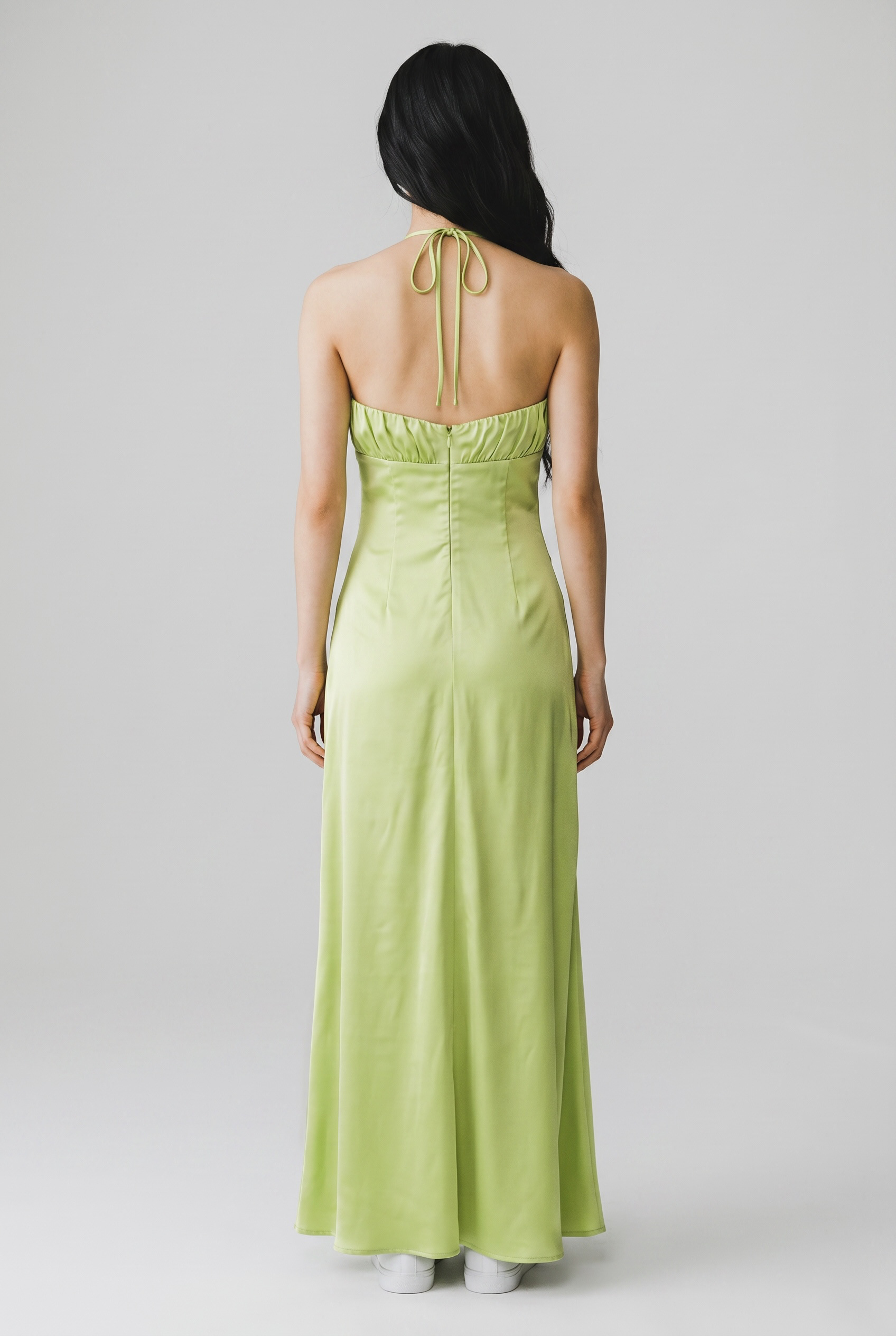 Silk Satin Bow Bustier Long Dress ANJE REBEL