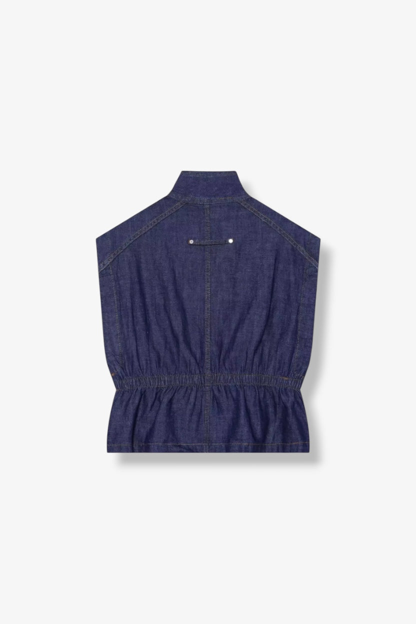 Nautical Buttoned Up High Collar Vest ANJE REBEL