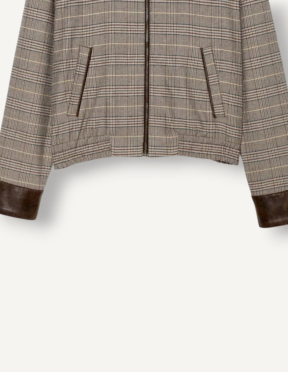 Chequard Plaid Faux Leather Jacket ANJE REBEL