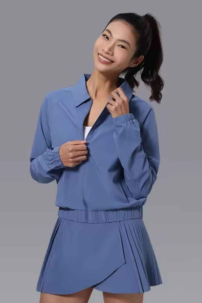 Collared Zip Up Tennis Blouse
