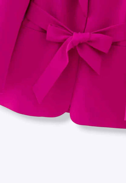 Double Breasted Ribbon-Front Long Jacket