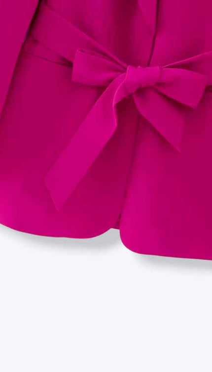 Double Breasted Ribbon-Front Long Jacket