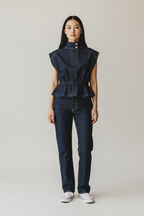 Nautical Buttoned Up High Collar Vest ANJE REBEL
