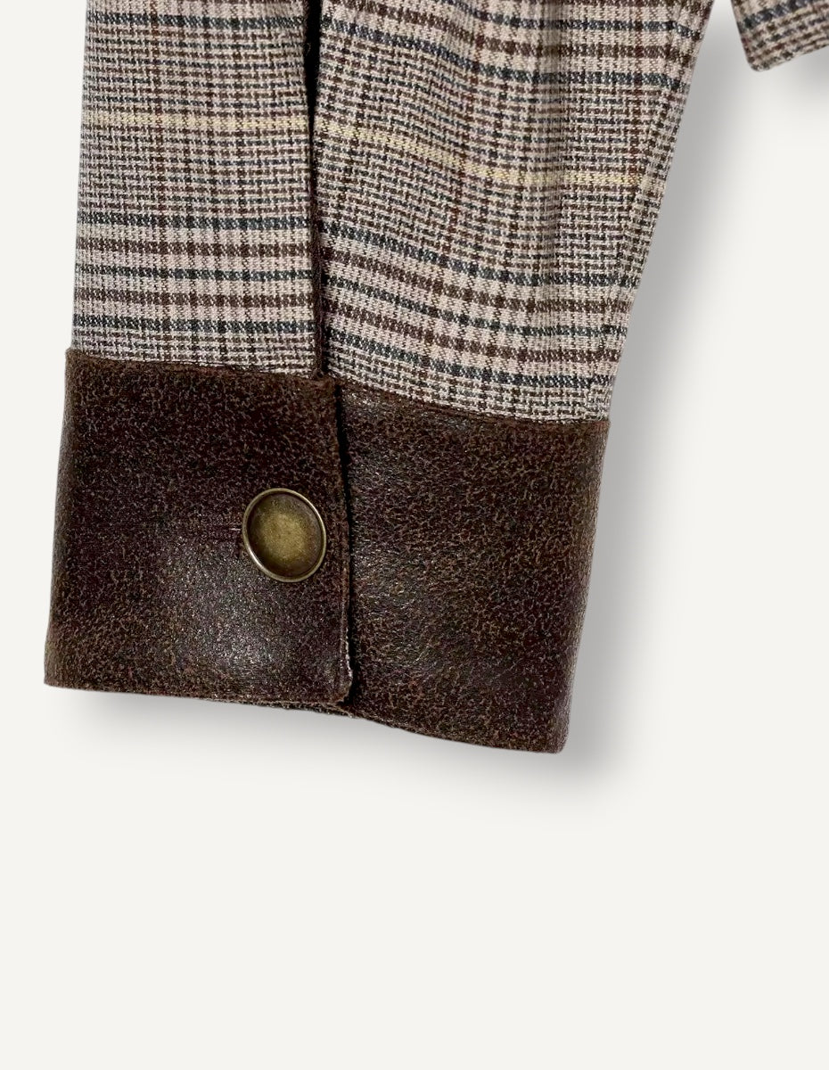 Chequard Plaid Faux Leather Jacket ANJE REBEL