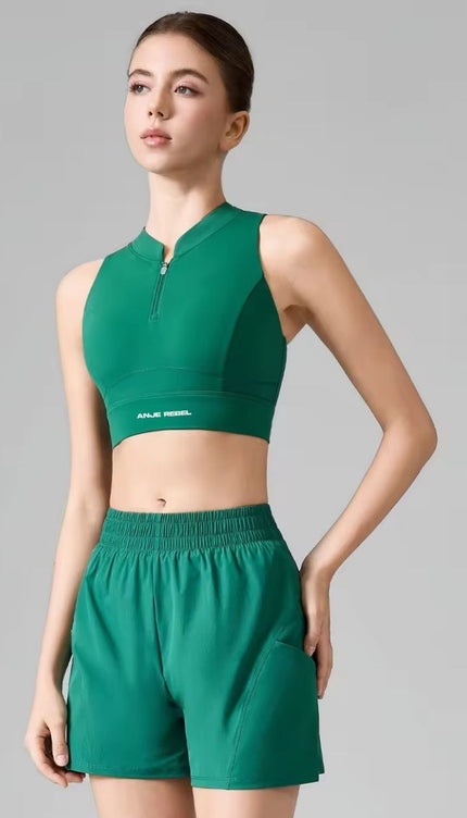 Bareback Zip-Front High Collar Sports Bra ANJE REBEL