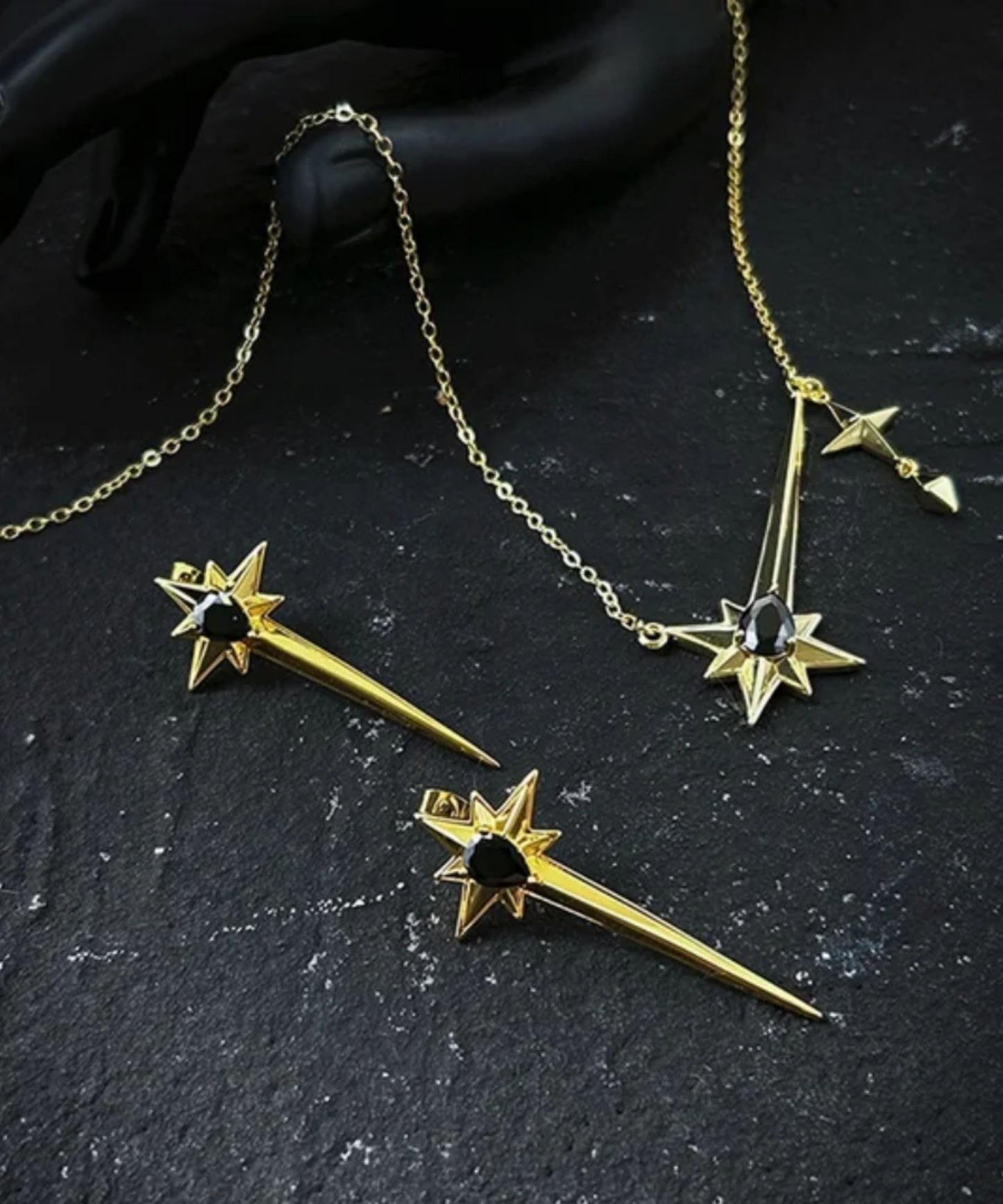 Rocker Star Elongated Earrings