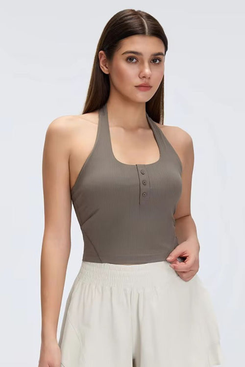 Halter-Neck Buttoned Bra Top ANJE REBEL