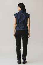 Nautical Buttoned Up High Collar Vest ANJE REBEL