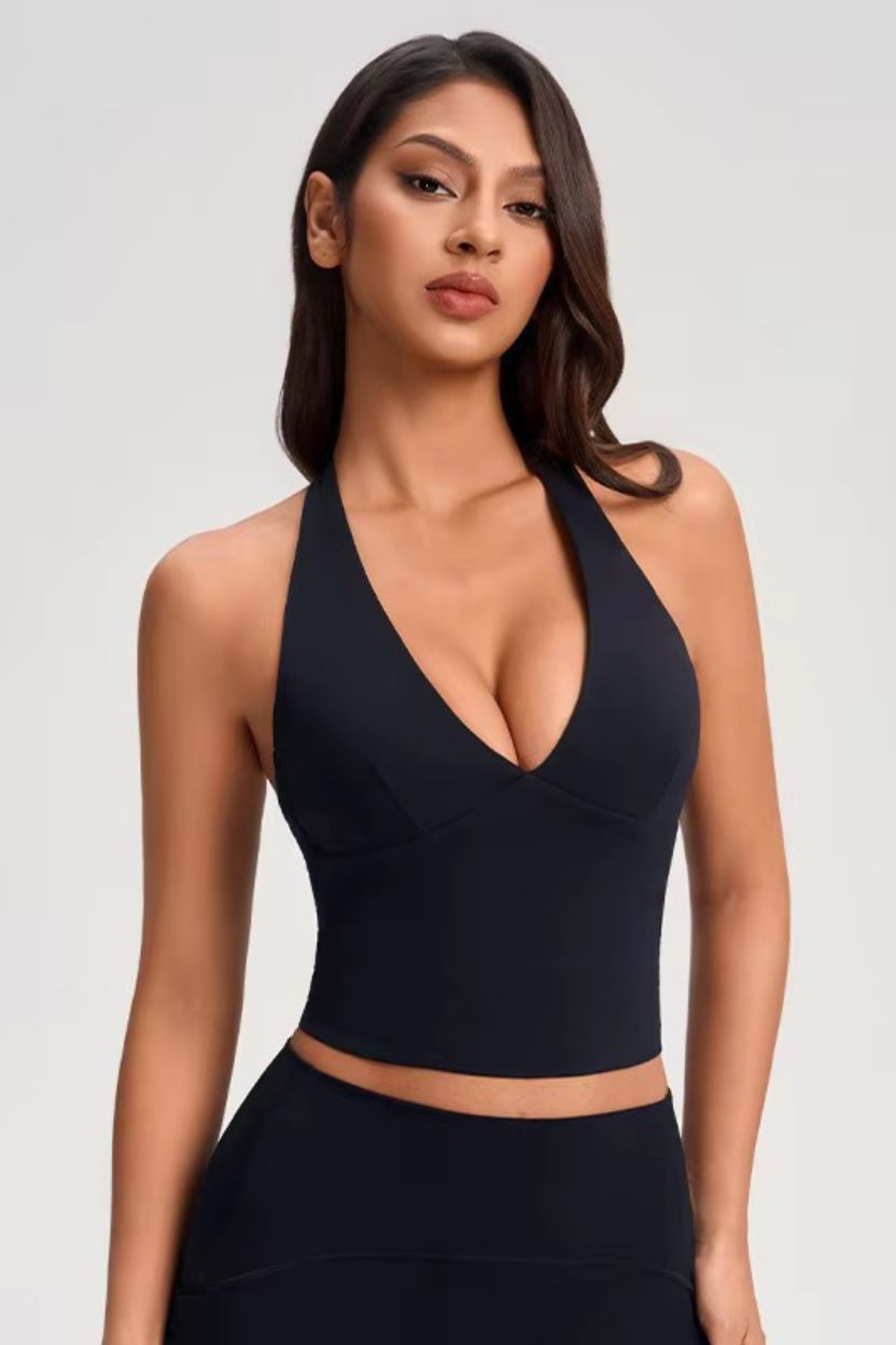 Halter-Neck Plunging Bra Top ANJE REBEL