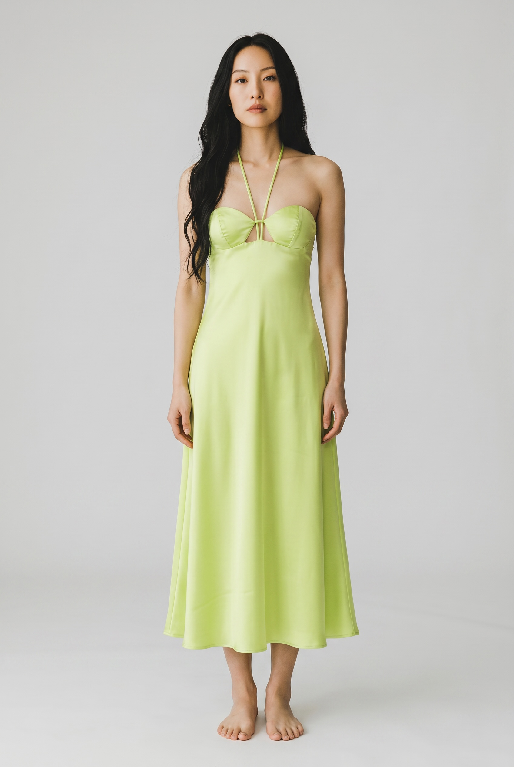 Silk Satin Bow Bustier Long Dress ANJE REBEL