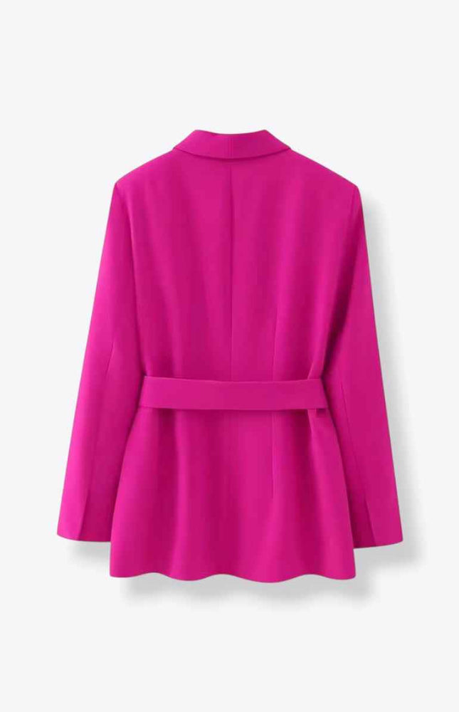 Double Breasted Ribbon-Front Long Jacket