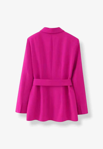 Double Breasted Ribbon-Front Long Jacket