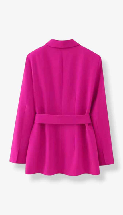 Double Breasted Ribbon-Front Long Jacket