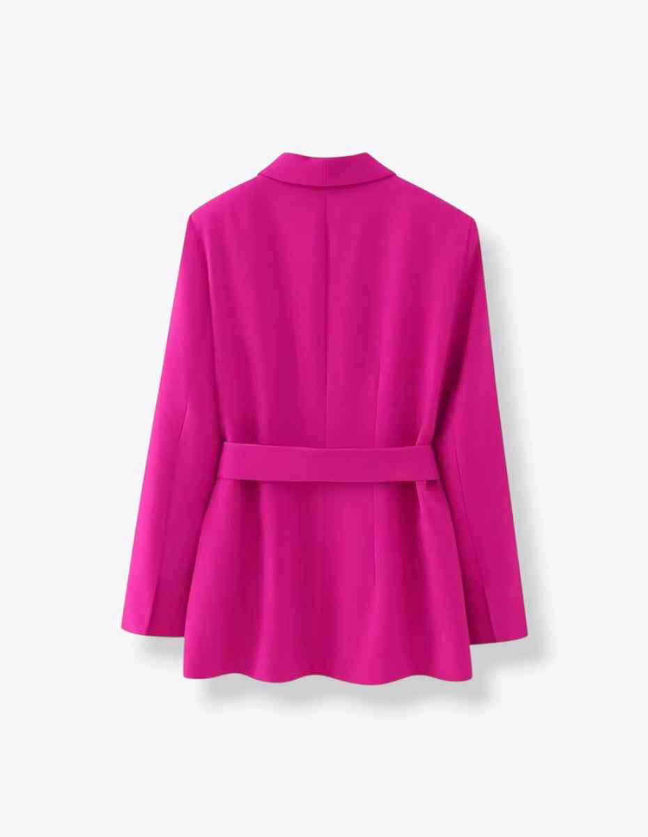 Double Breasted Ribbon-Front Long Jacket