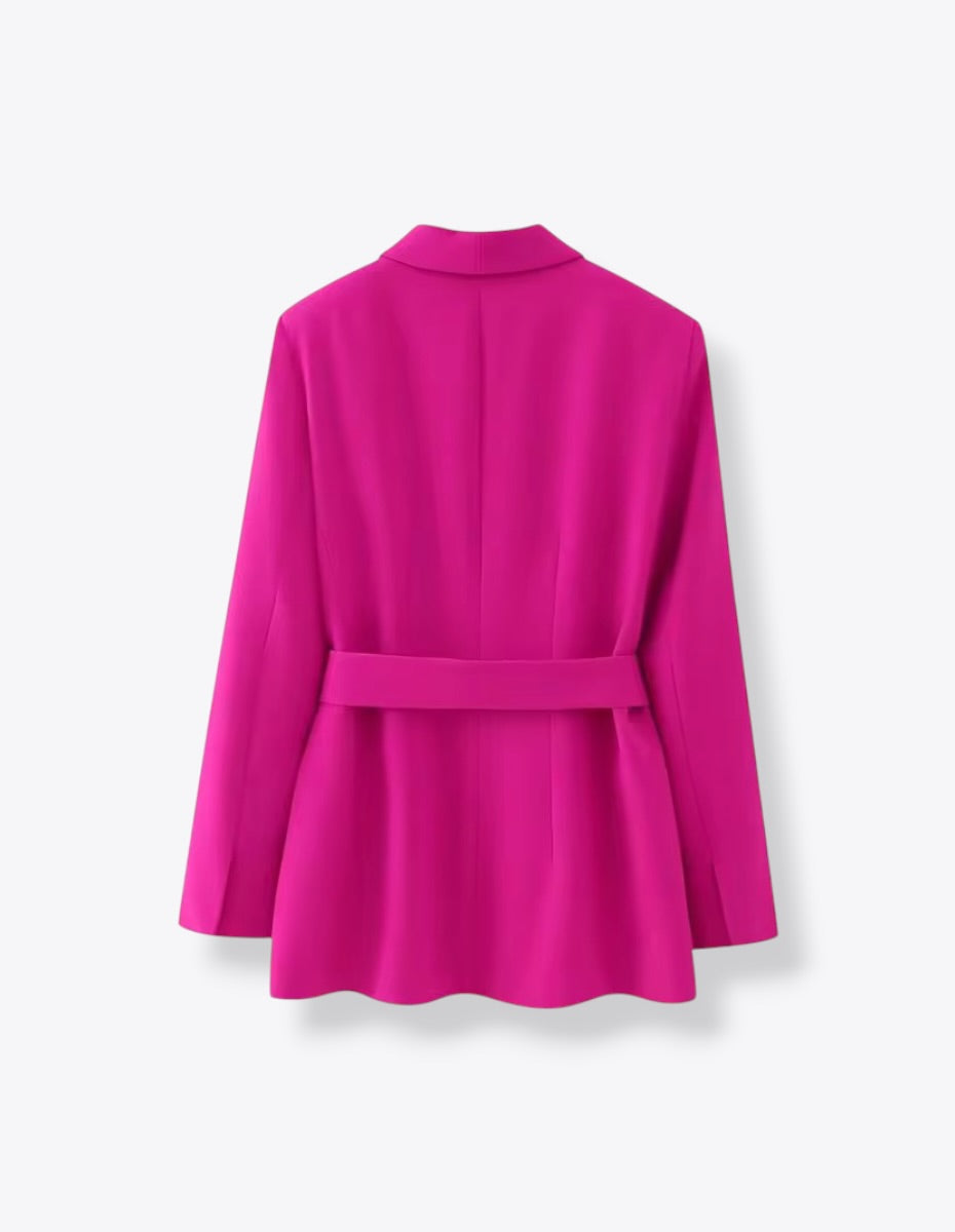 Double Breasted Ribbon-Front Long Jacket ANJE REBEL