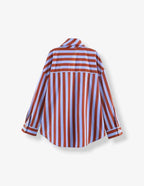 Tie Collar Baggy Stripe Buttoned Shirt