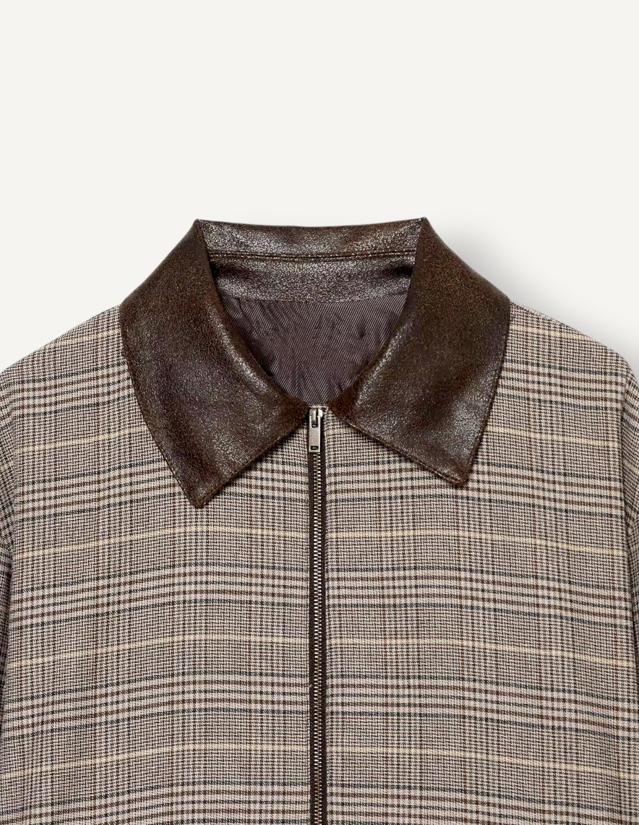 Chequard Plaid Faux Leather Jacket ANJE REBEL