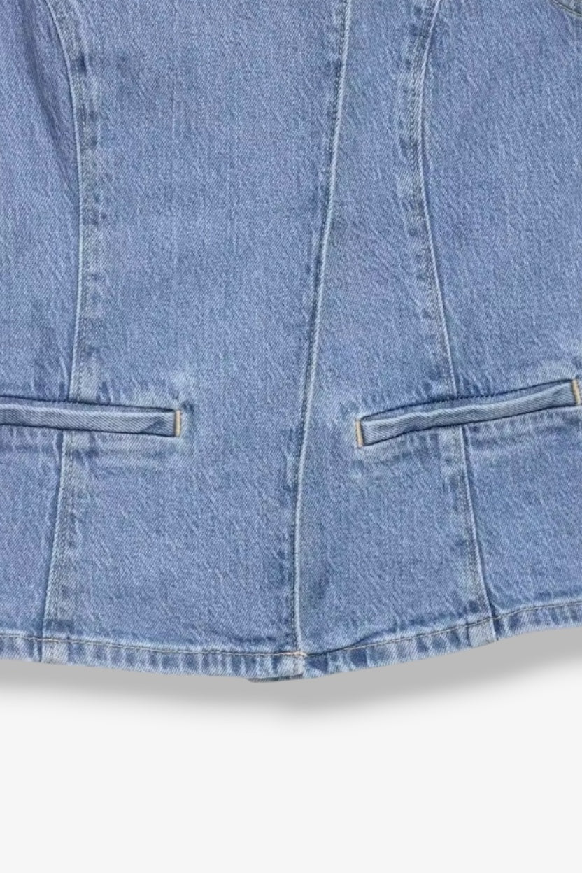 Denim Buttoned Up Open Vest ANJE REBEL
