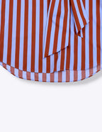 Tie Collar Baggy Stripe Buttoned Shirt ANJE REBEL