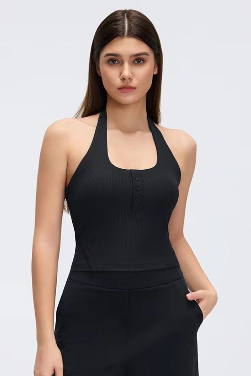 Halter-Neck Buttoned Bra Top ANJE REBEL