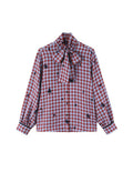 Chequard Plaid Tie-Front Long Sleeves Blouse ANJE REBEL