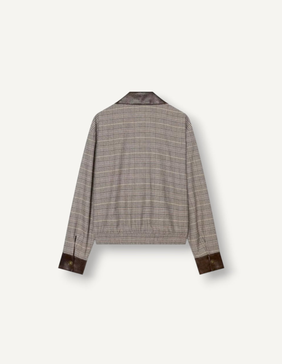 Chequard Plaid Faux Leather Jacket ANJE REBEL