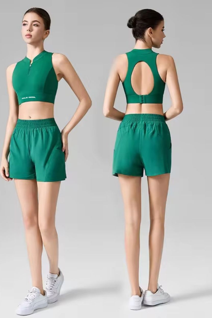 Bareback Zip-Front High Collar Sports Bra ANJE REBEL