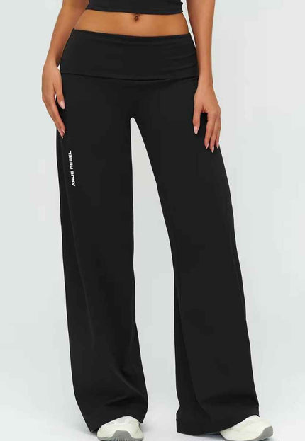 Straight-Cut Foldover Flare Pants