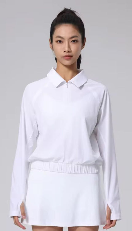 Collared Zip Up Tennis Blouse ANJE REBEL