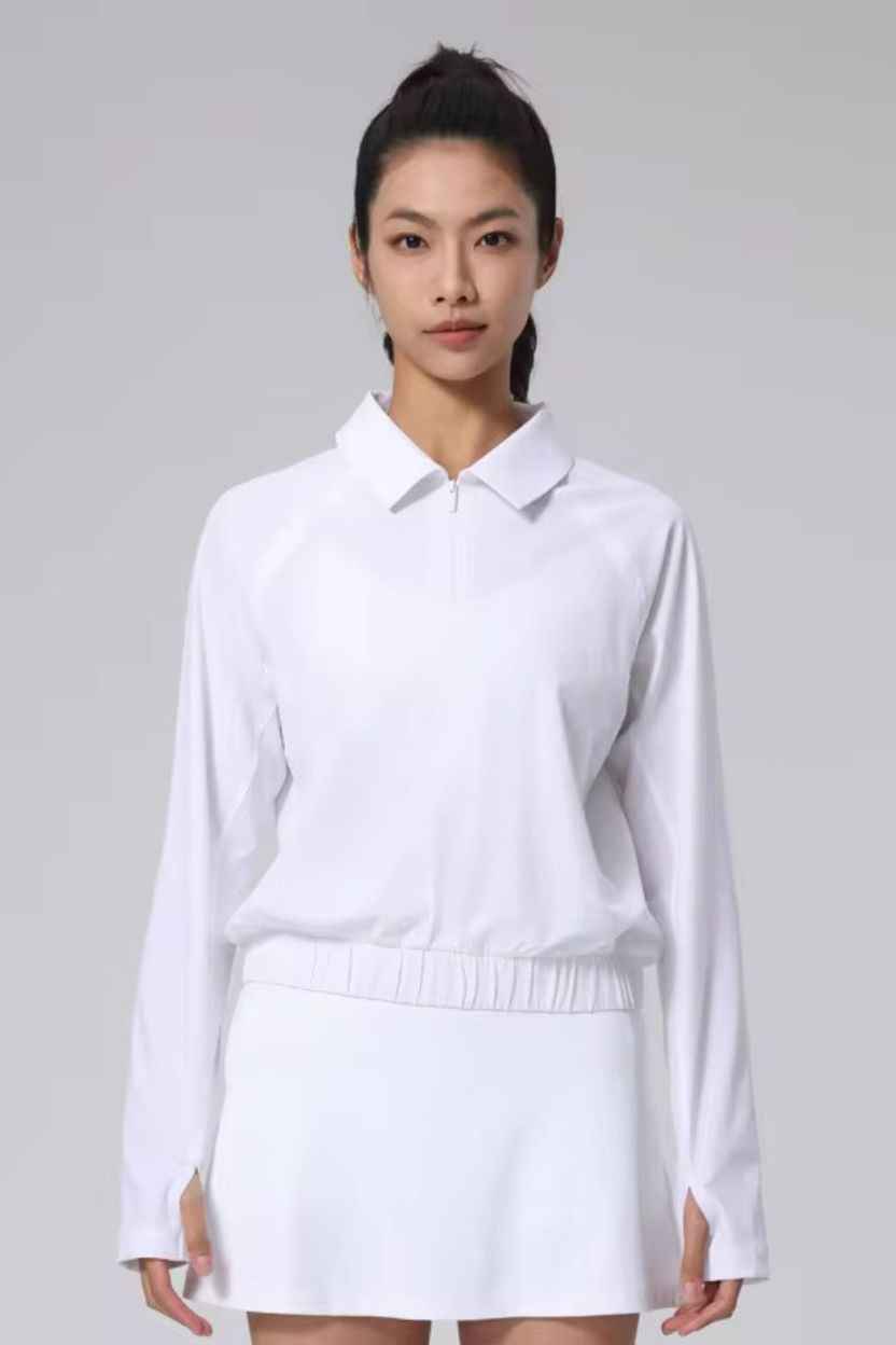 Collared Zip Up Tennis Blouse
