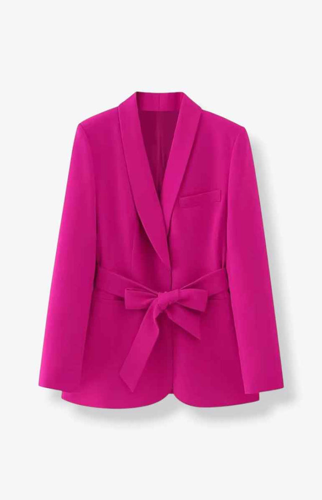 Double Breasted Ribbon-Front Long Jacket