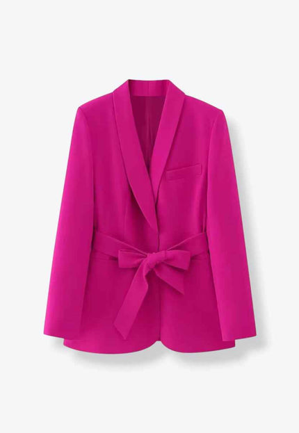 Double Breasted Ribbon-Front Long Jacket