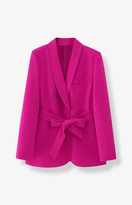 Double Breasted Ribbon-Front Long Jacket
