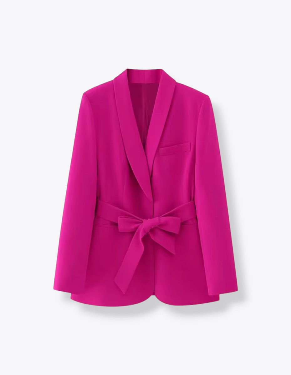 Double Breasted Ribbon-Front Long Jacket ANJE REBEL
