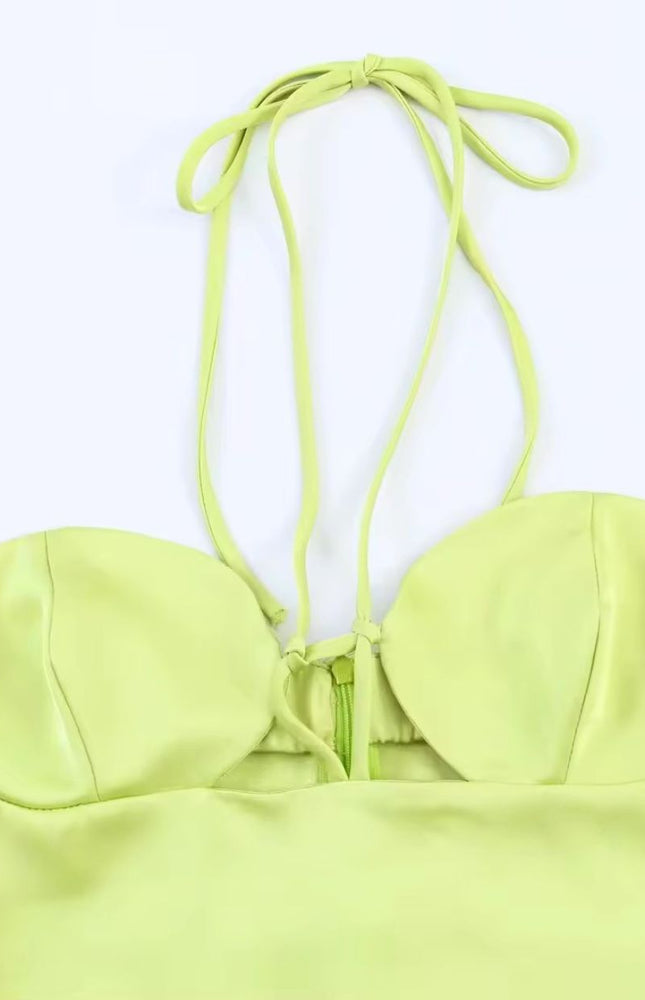 Silk Satin Bow Bustier Long Dress ANJE REBEL